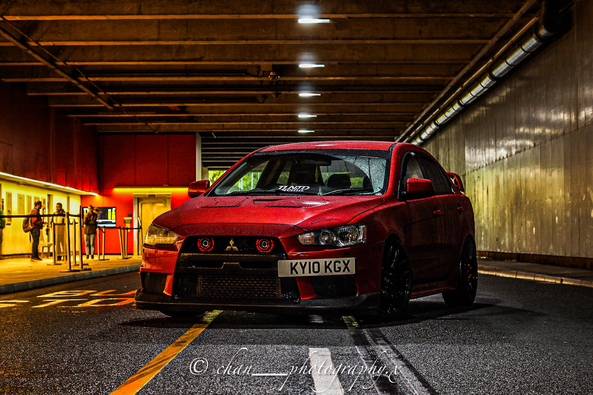 Red Mitsubishi Lancer owned by Tyrell 